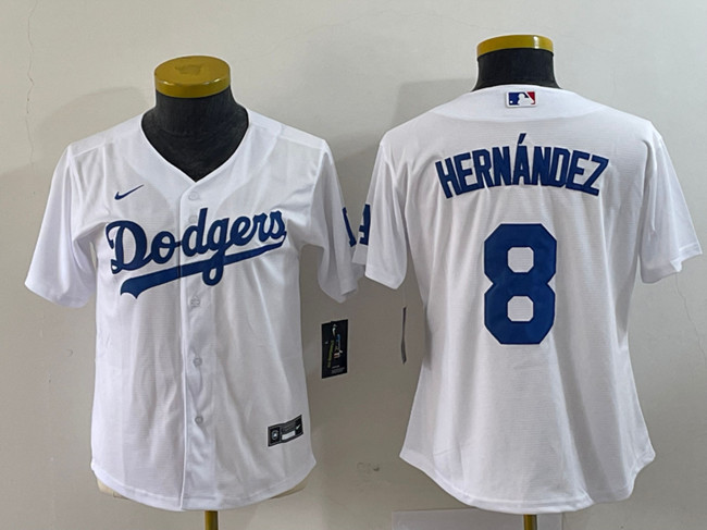 Youth Los Angeles Dodgers #8 Enrique Hernández White Stitched Baseball Jersey Youth Los Angeles Dodgers #8 Enrique Hernández White Stitched Baseball Jersey